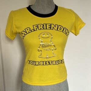 VINTAGE Y2K Lemon Yellow Baby Tee XS